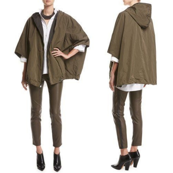 Brunello Cucinelli Leather Pants Side Stripe Espresso Green Size 2 - Picture 2 of 16